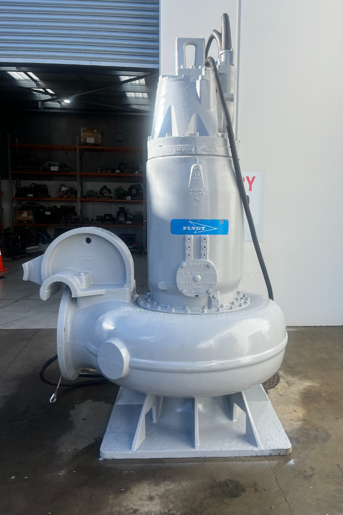 Fully refurbished Flygt pump prepared for reinstallation at Tahuna plant